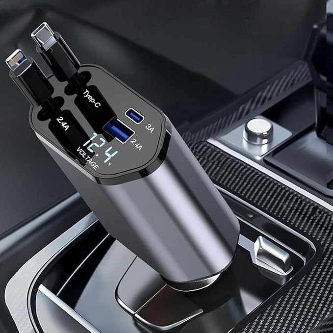 4-in-1 Fast, Safe, Retractable Car Charge