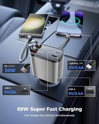 4-in-1 Fast, Safe, Retractable Car Charge