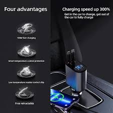 4-in-1 Fast, Safe, Retractable Car Charge